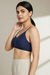 Zivame Everyday Double Layered Non Wired 3/4th Coverage T-Shirt Bra - Navy Peony — thumbnail 3